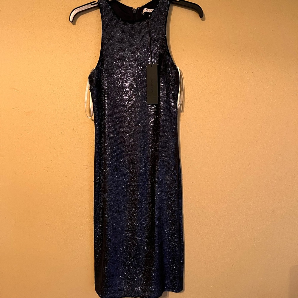 Blue sequin Halston Heritage cocktail dress.